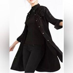 ZARA black suede shirt coat